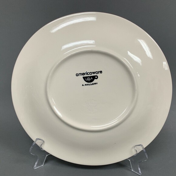 Americaware USA A Mallory Almost Round Purple White Dinner Plate 11 7/8 - Picture 3 of 7